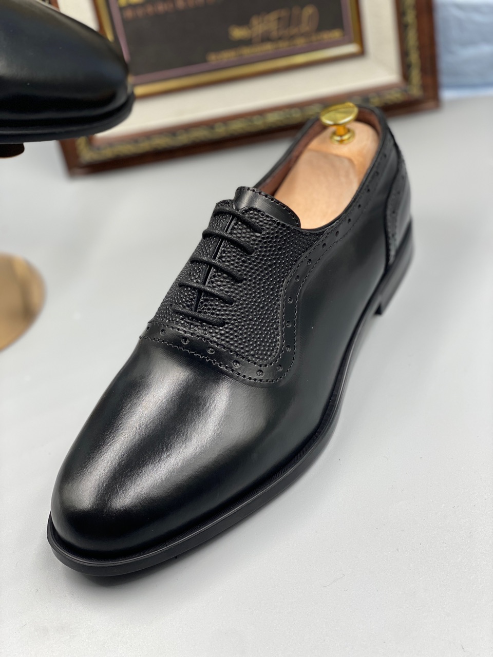 Brown Leather Plain Toe Oxford