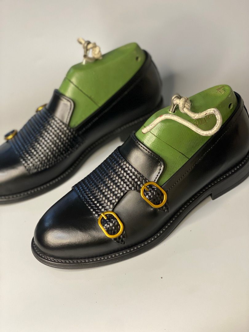 Black Leather Monk Loafers