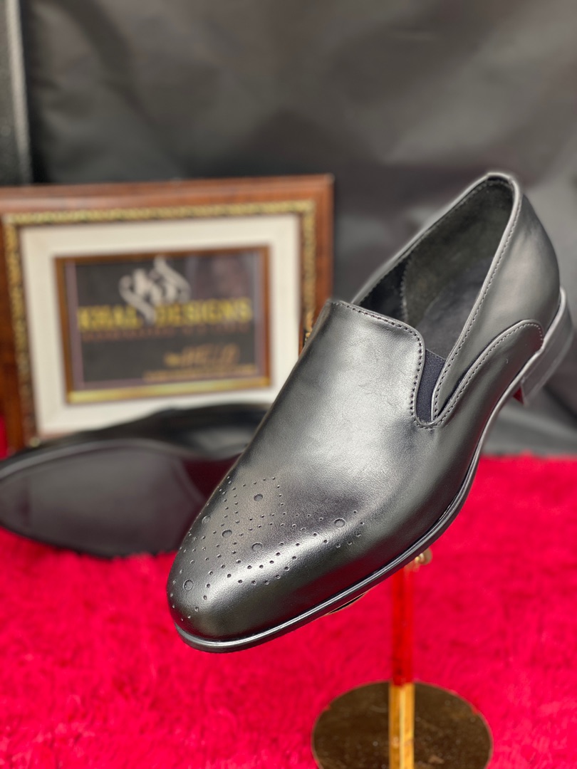 Black Leather Slip-On Loafers
